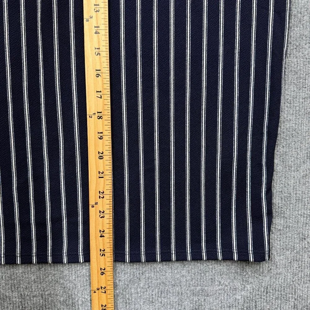 LuLaRoe Cassie Pencil Skirt Stretch Navy White Stripes Nautical Preppy Sz XL NEW